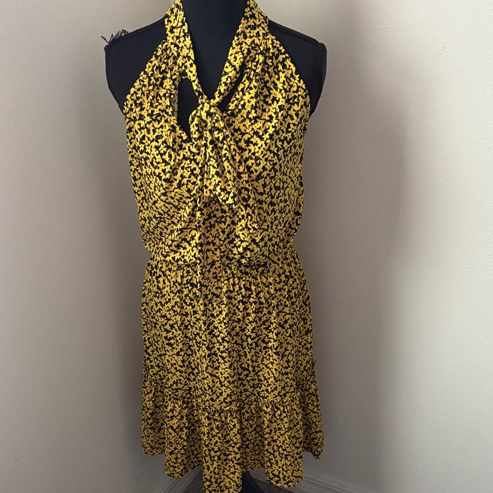 Michael Kors Yellow and Black Midi Dress